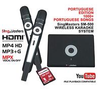 SingMasters Magic Sing Portoghese - Lettore karaoke 1000 + canzoni portoghesi, microfono dual wireless, compatibile con YouTube, HDMI, registrazione di canzone, macchina karaoke