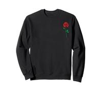 Singola Rosa Rossa Tasca Fiore Romantico Love Pocket Felpa