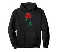 Singola Rosa Rossa Tasca Fiore Romantico Love Pocket Felpa con Cappuccio