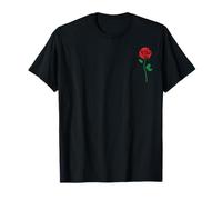 Singola Rosa Rossa Tasca Fiore Romantico Love Pocket Maglietta