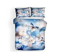 Singolo 135x200cm 1 Persona Set Biancheria da Letto con Federa, Ragazza Ragazzo Rosa Farfalla Rosa Dormitorio Hotel Copripiumino Poliestere Primavera Estate (multicolore 2)