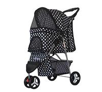 Singolo lusso Pet Buggy Dog Trolley Portabiciclette per cani Pet Roadster Pieghevole a 3 ruote Pet Car Leggero (punto d'onda nero)
