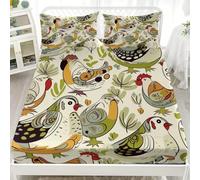 Singolo Set Di Biancheria Da Letto Bianco Lenzuolo con Angoli 120x200x30 cm, Antiscivolo Traspirante Lenzuolo Sotto con Angoli Animali Da Pastorizia Polli Per Adolescenti e Adulti