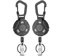 Singphere Portachiavi allungabile, ciondolo portachiavi 2 pezzi con portachiavi portachiavi portachiavi tattico ID ID card roll con cavo d'acciaio retrattile 31 pollici 8oz