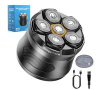 Singphere Rasoio Elettrico Testa Calva Uomo, IPX7 Impermeabile Rasoio Elettrico Barba, 6D Rasoio Testa Magnetiche, Rasoio Capelli Uomo Testa Calva con Display LED &Type-C