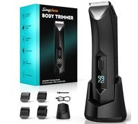 Singphere Rasoio intimo uomo, trimmer da uomo con 4 pettini, rasoio da uomo, per parti private con luce a LED e display, taglia capelli corpo IPX7, impermeabile per applicazioni bagnate e asciutte