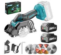 SINGTIP Mini Smerigliatrice a Batteria 76mm Compatibile con Batterie Makita 18V, Smerigliatrice Angolare 19500 giri/min con 2 Batterie da 4,0 Ah, 5 Dischi da Taglio | Protezione Antipolvere