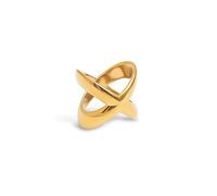 SINGULARU - Anello Always. Acciaio con Finitura Placcata Oro 18 Kt. Design Minimalista a Forma di Croce. Gioielli da Donna. Taglia 14