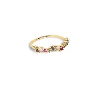 SINGULARU - Anello Estellar Colors. Argento Sterling 925 con Finitura Placcata Oro 18Kt e Zirconi. Misura 18
