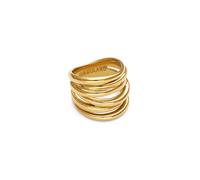 SINGULARU - Anello Ondina. Acciaio con Placcatura in oro 18 kt. Gioielli da donna. Taglia 20.