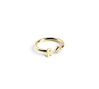 SINGULARU - Anello Personalizzato Letter Diamond Oro - Anello Regolabile - Argento Sterling 925 con Finitura Placcata in Oro 18kt - Misura Unica - Gioielli da Donna - Realizzato in Europa
