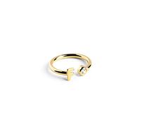 SINGULARU - Anello Personalizzato Letter Diamond Oro - Anello Regolabile - Argento Sterling 925 con Finitura Placcata in Oro 18kt - Misura Unica - Gioielli da Donna - Realizzato in Europa