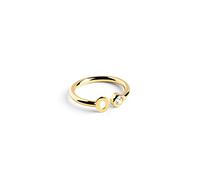SINGULARU - Anello Personalizzato Letter Diamond Oro - Anello Regolabile - Argento Sterling 925 con Finitura Placcata in Oro 18kt - Misura Unica - Gioielli da Donna - Realizzato in Europa