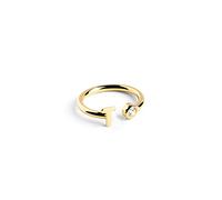 SINGULARU - Anello Personalizzato Letter Diamond Oro - Anello Regolabile - Argento Sterling 925 con Finitura Placcata in Oro 18kt - Misura Unica - Gioielli da Donna - Realizzato in Europa