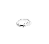 SINGULARU - Anello Personalizzato Letter Heart Argento. Regolabile. Argento Sterling 925 con Finitura Placcata Rodio. Misura Unica. Gioielli da Donna. Lettera U