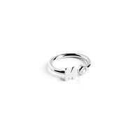 SINGULARU - Anello Personalizzato Letter Spark in argento. Regolabile. Argento 925 con finitura rodiata. Taglia unica. Gioielli per donna. Lettera M