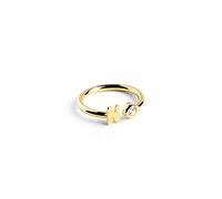 SINGULARU - Anello Personalizzato Letter Spark. Regolabile. Argento Sterling 925 con Finitura Placcata Oro 18Kt. Taglia Unica. Gioielli da Donna. Lettera N