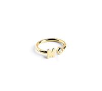 SINGULARU - Anello Personalizzato Letter Spark. Regolabile. Argento Sterling 925 con Finitura Placcata Oro 18Kt. Taglia Unica. Gioielli da Donna. Lettera M