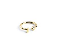 SINGULARU - Anello Personalizzato Letter Spark. Regolabile. Argento Sterling 925 con Finitura Placcata Oro 18Kt. Taglia Unica. Gioielli da Donna. Lettera J