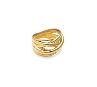 SINGULARU - Anello Triple Cross. Acciaio con Placcatura in oro 18 kt. Gioielli da donna. Taglia 18.