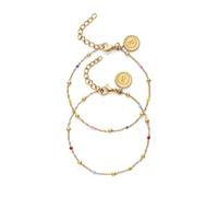 SINGULARU - Bracciale Amicizia Colors - Pack 2. Acciaio con Placcatura in oro 18 kt e Smalto. Gioielli da donna.