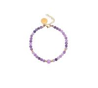 SINGULARU - Bracciale Amulet Ametista. Acciaio con Placcatura in Oro 18 Kt e Pietra Naturale. Gioielli da Donna.