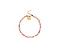 SINGULARU - Bracciale Amulet Rodocrosite. Acciaio con Placcatura in Oro 18 Kt e Pietra Naturale. Gioielli da Donna.