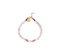 SINGULARU - Bracciale Amulet Rose Quartz. Acciaio Placcato Oro 18Kt con Pietre Naturali. Gioielli da Donna