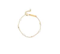 SINGULARU - Bracciale Bahia Pearls. Argento Sterling 925 con Finitura Placcata Oro 18Kt e Perle Coltivate. Gioielli da Donna