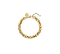 SINGULARU - Bracciale Big Rope. Acciaio con Finitura in Oro 18Kt. Maxi con Catena ad Anelli. Lunghezza 20 cm. Gioielli per Donna