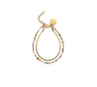 SINGULARU - Bracciale Doble Crystals Lisse. Acciaio con Placcatura in oro 18 kt e Cristalli. Gioielli da donna.