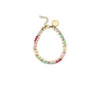 SINGULARU - Bracciale Doble Dye Dots Pastel. Acciaio avec Placcatura in oro 18 kt et Bicchiere. Gioielli da donna.
