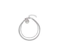 SINGULARU - Bracciale Doppio Lisse Tail. Acciaio. Doppia Catena Piatta e Rotonda. Gioielli da Donna