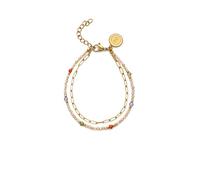 SINGULARU - Bracciale Double Glam. Acciaio con Placcatura in oro 18 kt e Cristalli. Gioielli da donna.
