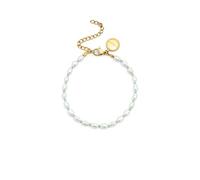 SINGULARU - Bracciale Pompeya Turchese. Acciaio avec Placcatura in oro 18 kt et Perla coltivata, Miyuki. Bijoux pour Femme.