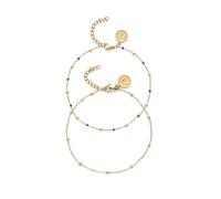 SINGULARU - Cavigliera Pack 2 Cavigliere Amicizia Blu. Acciaio con Placcatura in oro 18 kt e Smalto. Gioielli da donna.