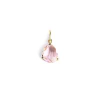 SINGULARU - Charm Birthstones. Argento Sterling 925 con Finitura Placcata Oro 18 Kt. Pendente con Pietre Colorate. Combinabile con Collana. Tormalina Rosa. Gioielli da Donna