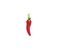 SINGULARU - Charm Chili Pepper. Ottone con Finitura Placcata Oro 18kt. Ciondolo con Dettagli Smaltati e Motivo Peperoncino. Chiusura con Moschettone. Gioielli da Donna