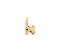 SINGULARU - Charm Letter Organic. Ciondolo con Iniziale in Argento Sterling 925 con Finitura Placcata Oro 18Kt. Abbinabile con Collana. Gioielli da Donna. Lettera N