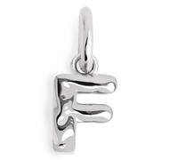 SINGULARU - Charm Letter Organic. Ciondolo con Iniziale in Argento Sterling 925 con Finitura Placcata Rodio. Abbinabile con Collana. Gioielli da Donna. Lettera F