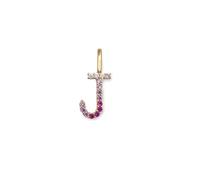 SINGULARU - Charm Letter Spark Sakura. Iniziale in Argento Sterling con Finitura Placcata Oro 18Kt e Zirconi. Gioielli da Donna. Lettera J