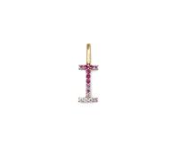 SINGULARU - Charm Letter Spark Sakura. Iniziale in Argento Sterling con Finitura Placcata Oro 18Kt e Zirconi. Gioielli da Donna. Lettera I