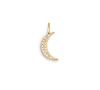 SINGULARU - Charm Luna Spark. Ottone con Finitura Placcata Oro 18 Kt. Pendente con Motivo Luna e Dettagli in Zirconi. Chiusura con Gancio. Gioielli da Donna