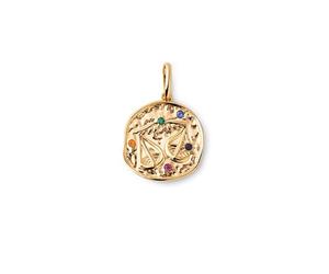 SINGULARU - Charm Organic Colors Zodiaco. Ciondolo in Ottone con Finitura Placcata Oro 18Kt. Combinabile con Collana. Gioielli da Donna. Bilancia