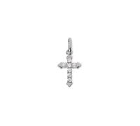 SINGULARU - Charm Penelope. Argento Sterling con Finitura Placcata Rodio e Zirconi. Pendente con Motivo Croce e Chiusura a Gancio. Gioielli da Donna