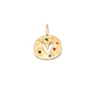 SINGULARU - Charm Personalizzato Organic Colors Letter. Ottone con Placcatura in Oro 18 Kt e Zirconi. Gioielli da Donna. Lettera V.