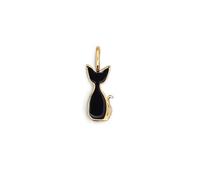 SINGULARU - Charm Salem Gatto Enamel Black. Pendente in Ottone con Finitura Placcata Oro 18 Kt. Reversibile con Dettagli in Smalto Nero e Chiusura a Gancio. Gioielli da Donna