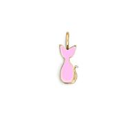 SINGULARU - Charm Salem Gatto Enamel Pink. Pendente in Ottone con Finitura Placcata Oro 18 Kt. Reversibile con Dettagli in Smalto Rosa e Chiusura a Gancio. Gioielli da Donna