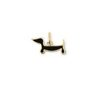 SINGULARU - Charm Teckel Enamel Black. Pendente in Ottone con Finitura Placcata Oro 18Kt e Smalto. Reversibile. Gioielli da Donna