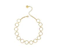 SINGULARU - Choker Circles & Circles. Pendente in Ottone con Finitura Placcata Oro 18 Kt. Catena a Lunghezza Regolabile 30,5 cm + 5,5 cm. Gioielli da Donna